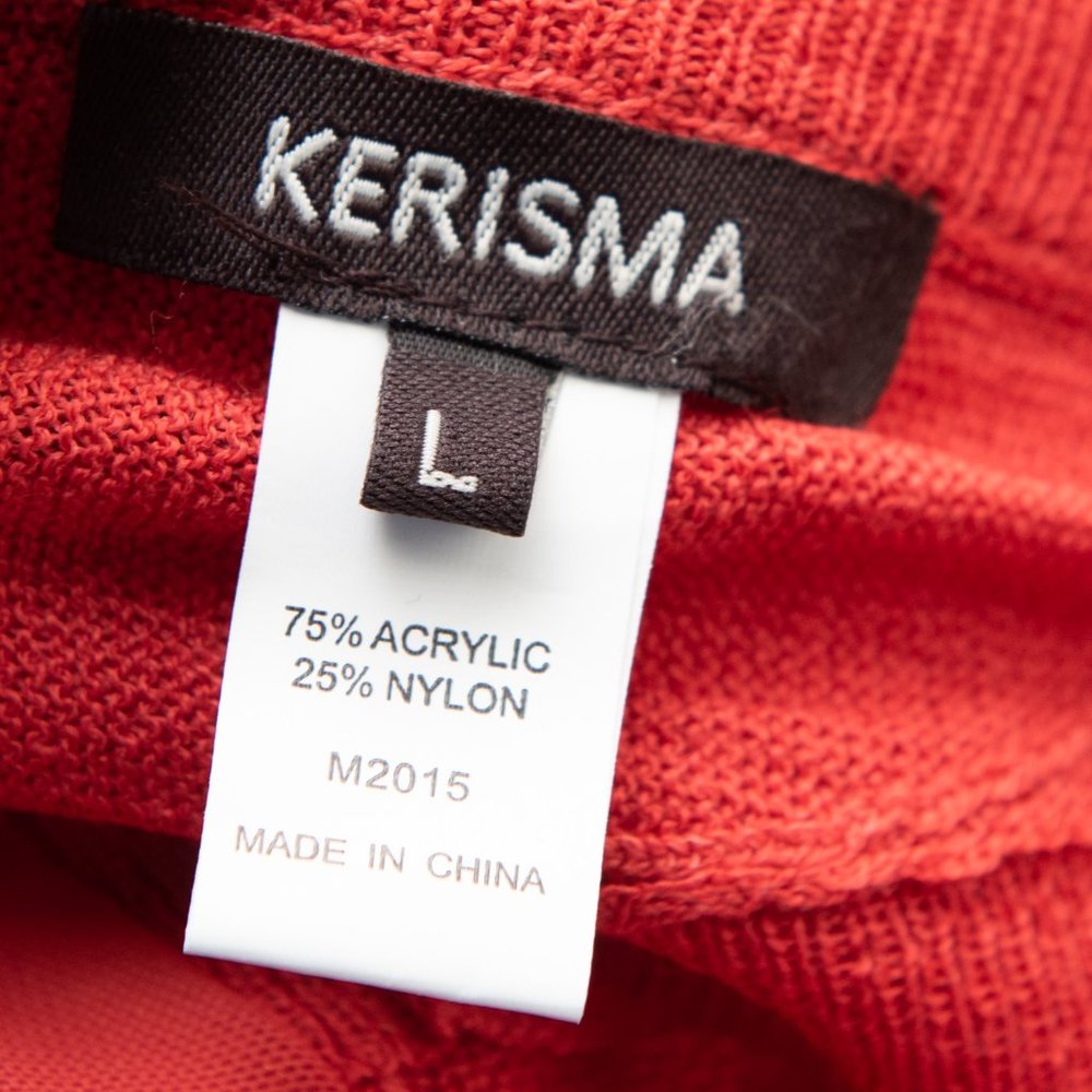 Kerisma Joelle Top Knit Sheer Chiffon Back Shirt Brick Red Size Large New - Picture 4 of 7